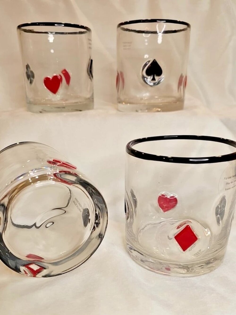Set of 4 Anthropologie Dupe Poker Casino Whiskey/Cocktail Glasses Barware